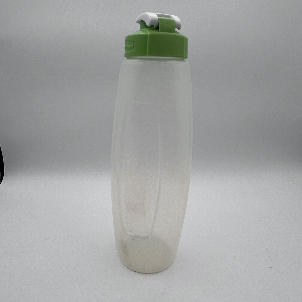 Rubbermaid 32oz Water Bottle Frosted Clear Green Flip Top retired